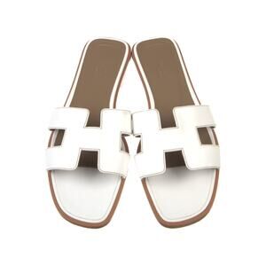 ❤️Hermès White H Oran Slides❤️